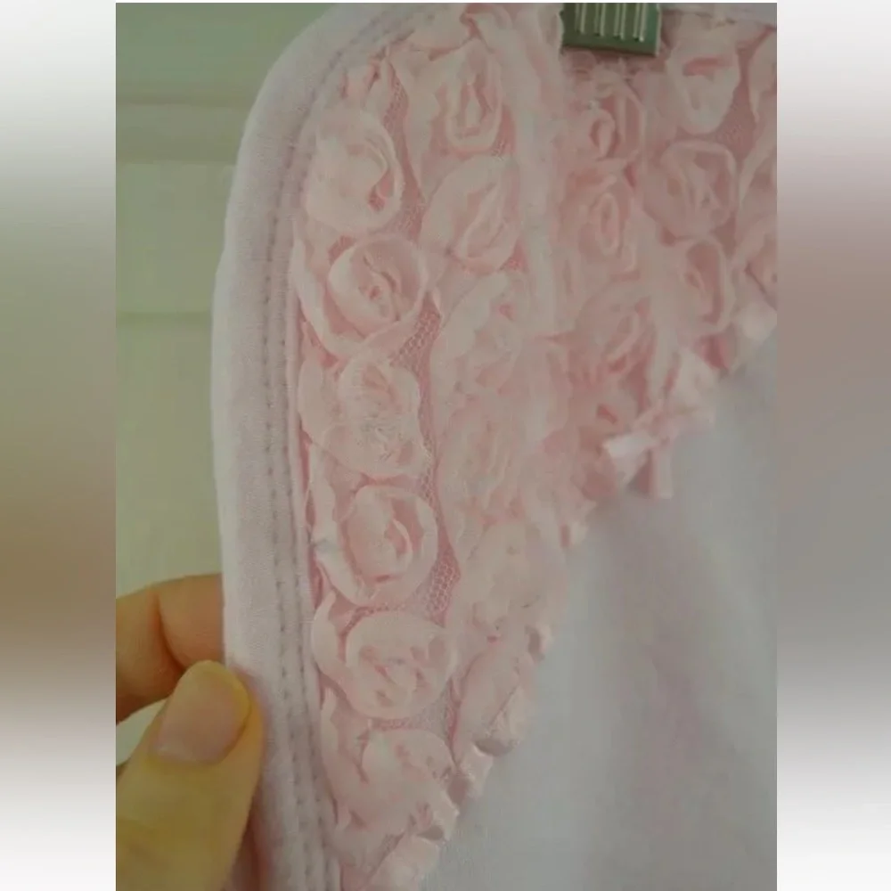 Little Me Baby Blanket Rosette Flowers Pink Bow Cotton Security Lovey Floral